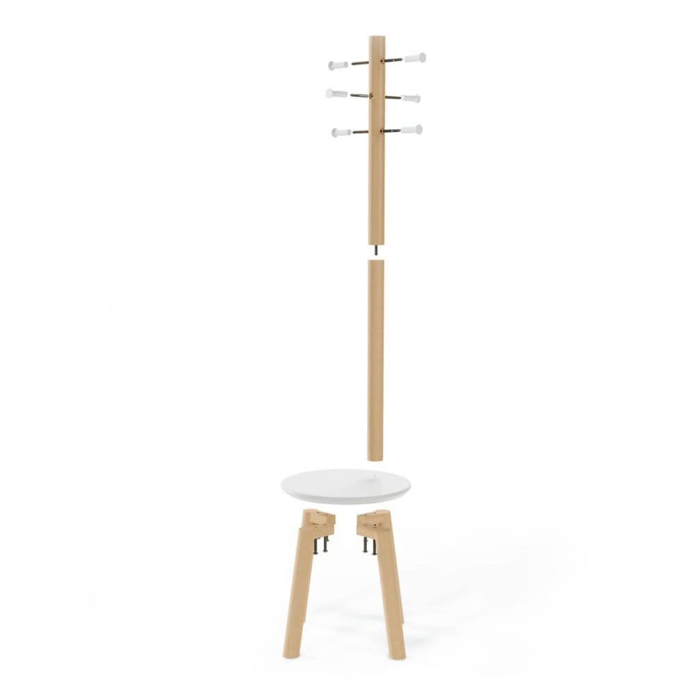 Pillar Stool And Coatrack White