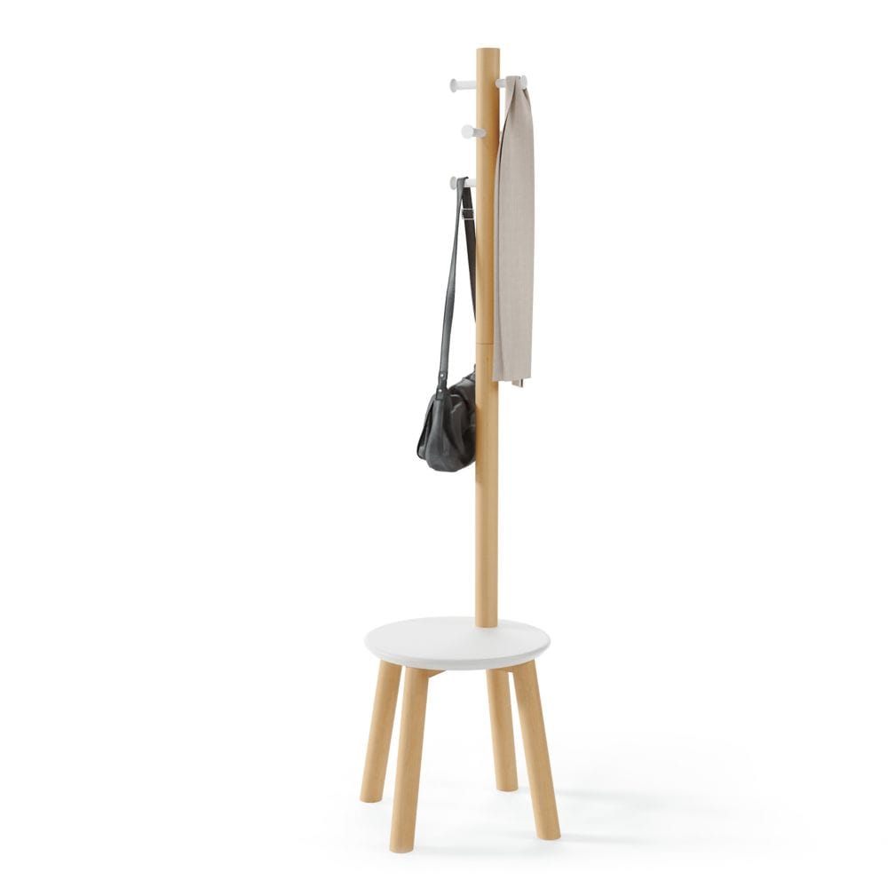 Pillar Stool And Coatrack White