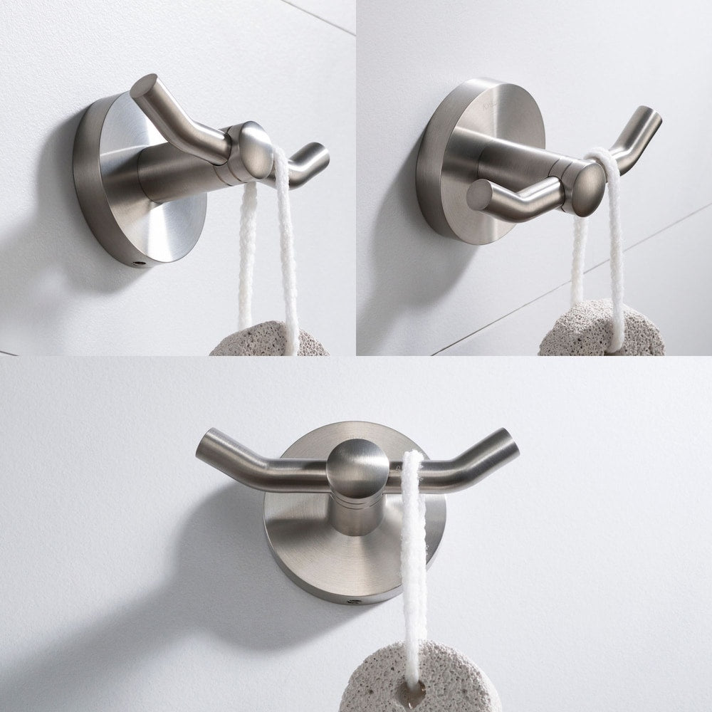 Robinet de lavabo à poignée unique en acier inoxydable avec porte-papier, crochet, porte-serviettes et anneau