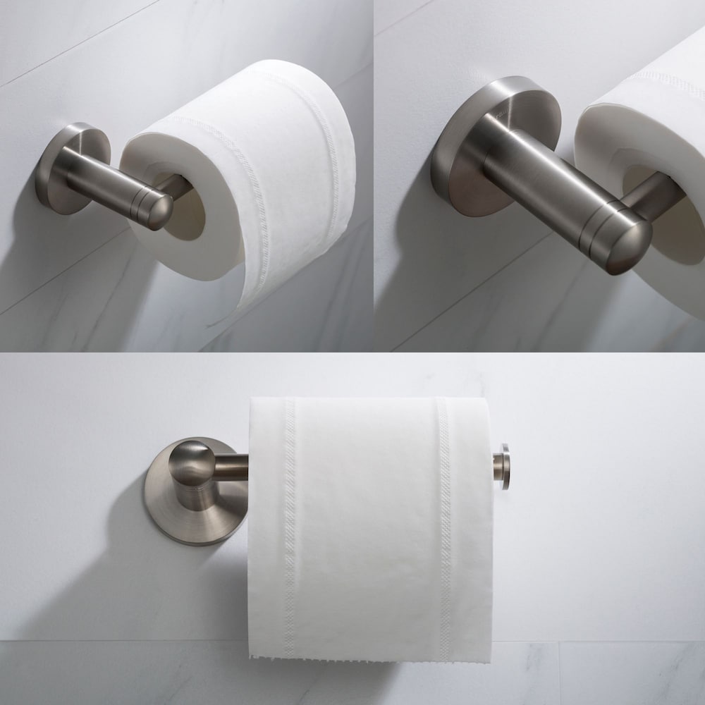 Robinet de lavabo à poignée unique en acier inoxydable avec porte-papier, crochet, porte-serviettes et anneau