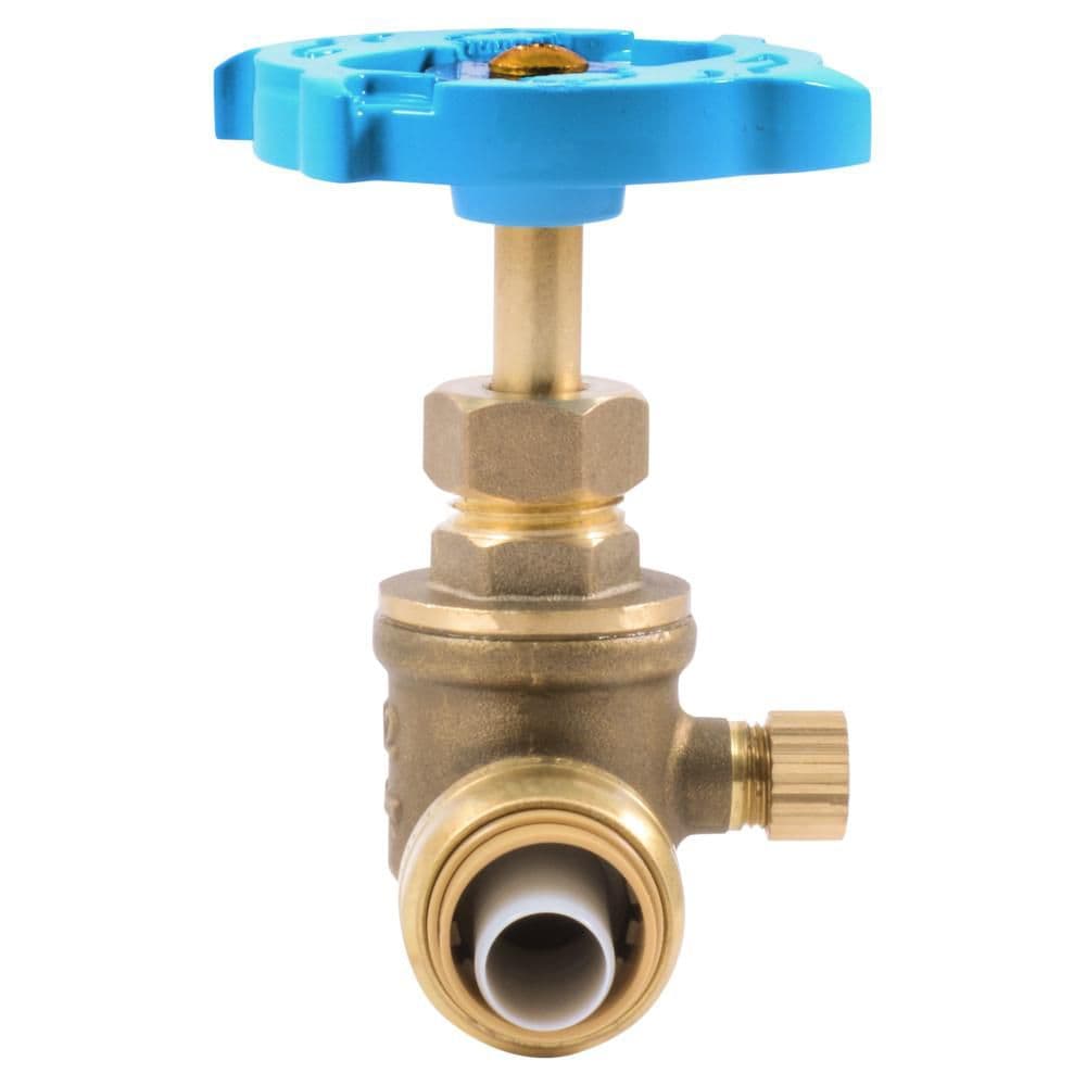 Vanne à vanne à connexion instantanée de 1/2 po x 1/2 po avec drain