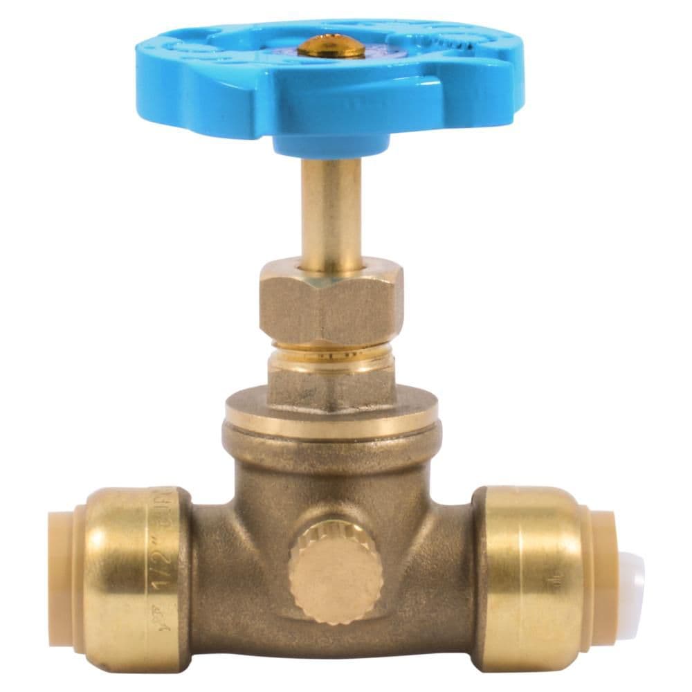 1/2 inch x 1/2 inch Push-to-Connect Gate Valve with Drain