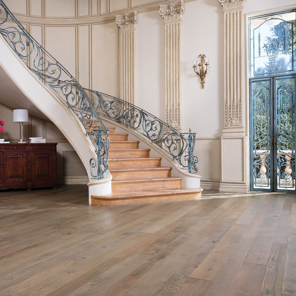 Sample -French Oak Half Moon Engineered Click Lock Hardwood Flooring, 6 inch x 7 inch