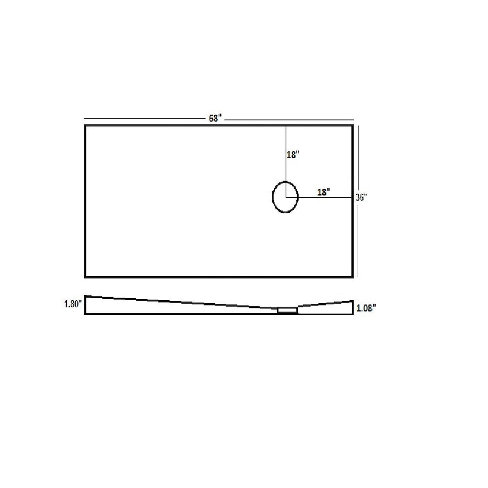 36-inch x 68-inch Rectangular Shower Kit with Off-Centre ABS Drain in Black