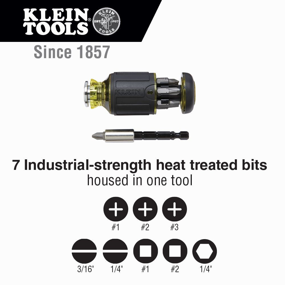 8-in-1 Multi-Bit Adjustable Length Stubby Screwdriver