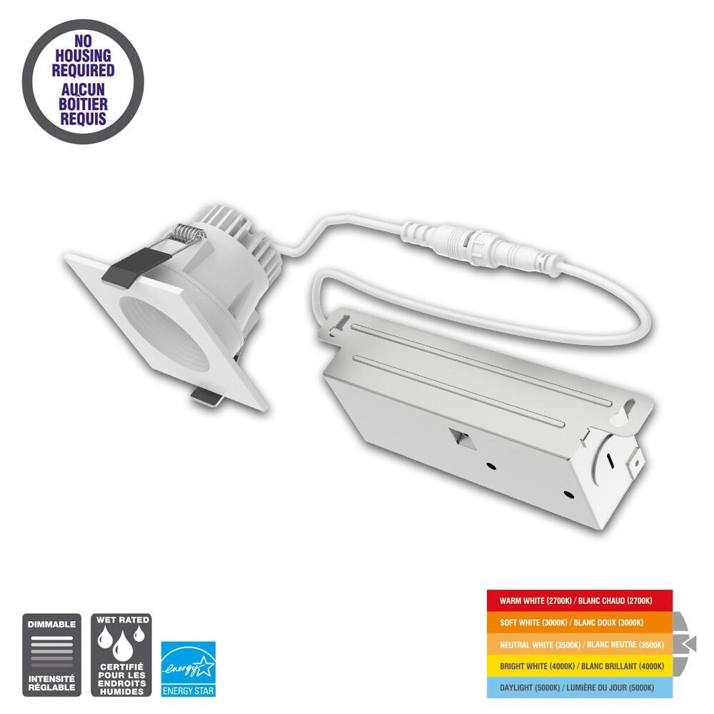 2inch 60W Equiv. White Integrated LED Color Changing Square recessed downlight kit 1-Pack