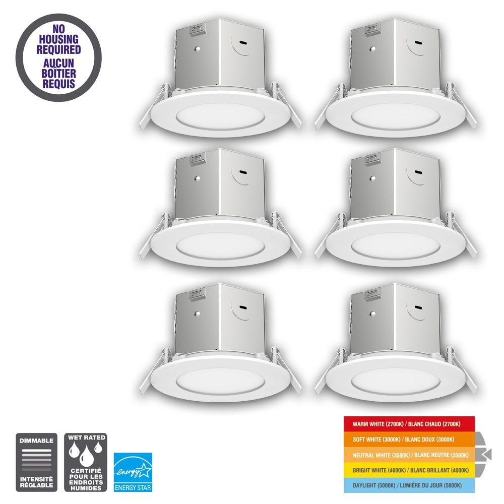4inch 60W Equiv. White Integrated LED Color Changing Recessed downlight Kit 6-Pack