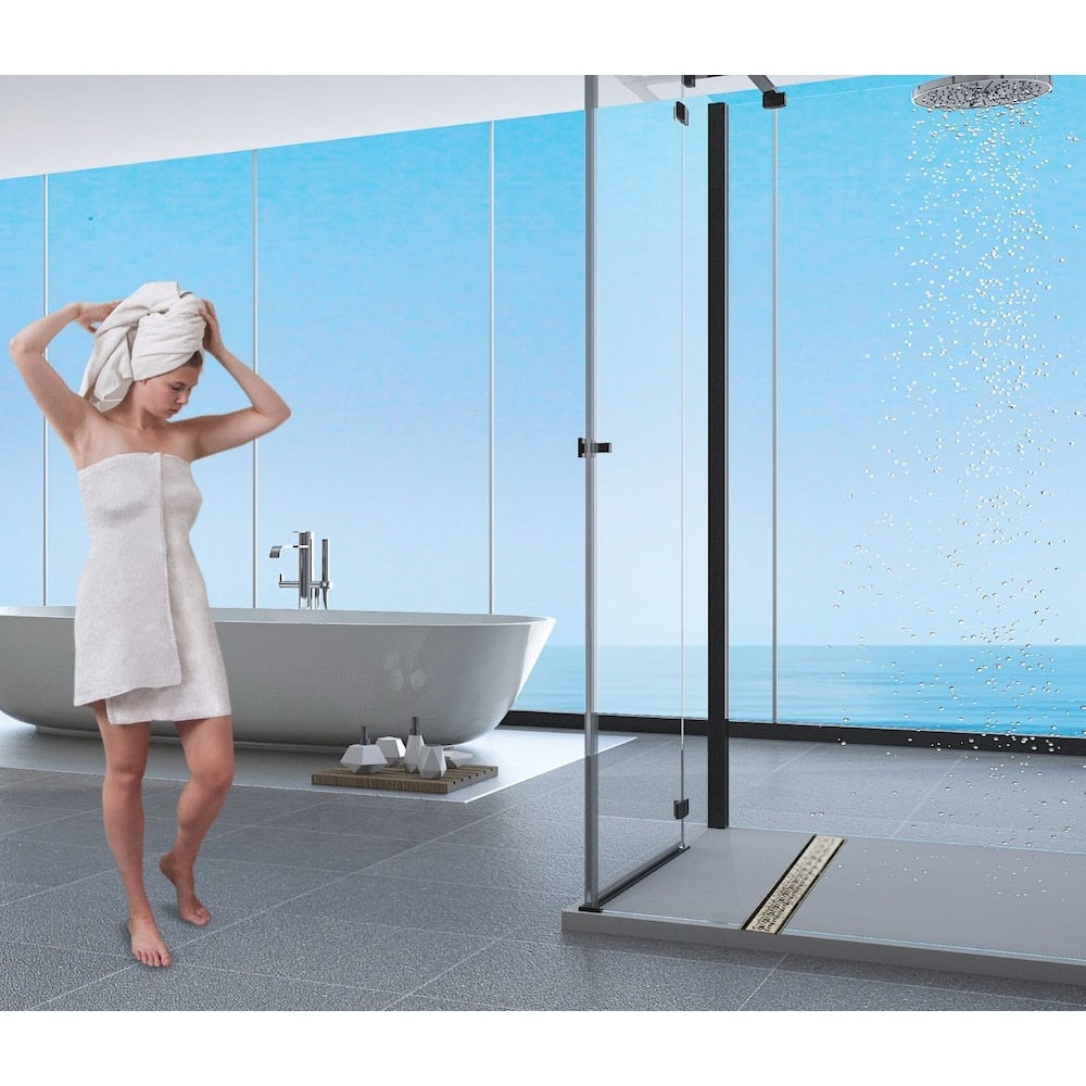 30 in x 72 in Linear Shower Kit with 54 in Chrome End Drain, Waterproof Accessories & Pan-Tile Ready