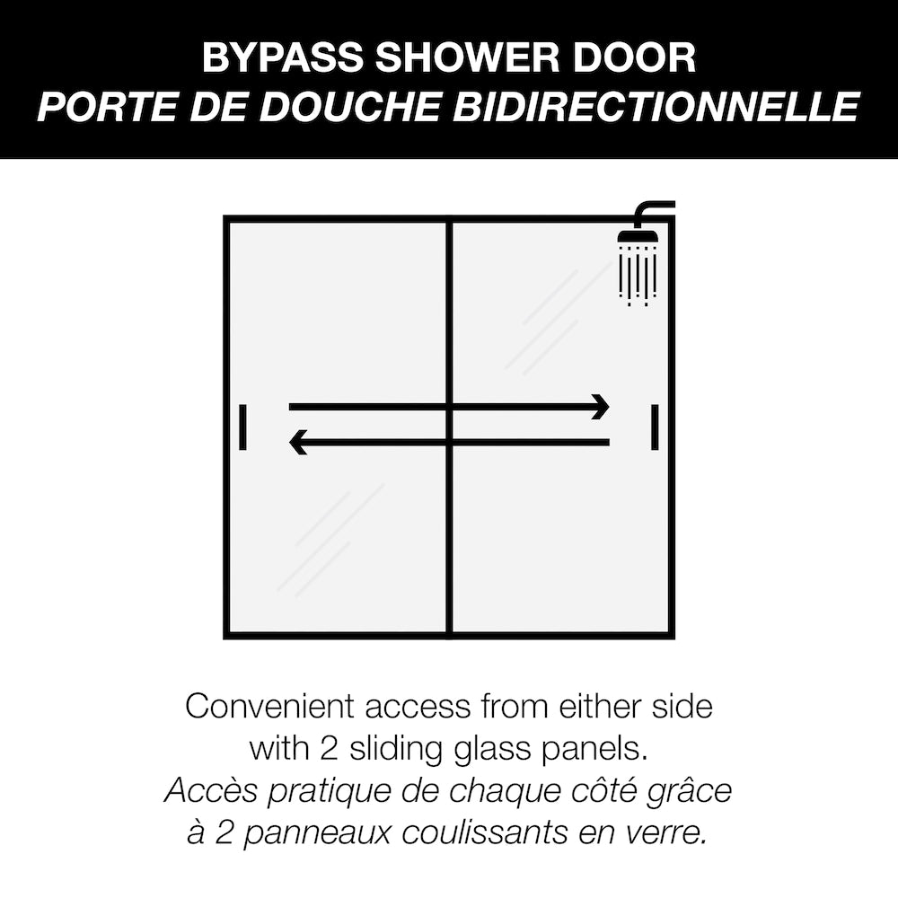 Ensemble de douche pour baignoire NexTile de 60 po L x 30 po l x 81,25 po H avec contour de baignoire en carreaux de métro blancs, niche intégrée, porte coulissante noire mate, baignoire AcrylX avec drain à gauche et revêtement brut au-dessus du sol
