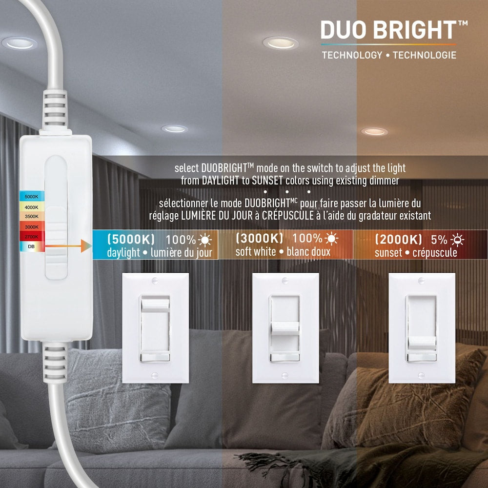 4 inch Slim Cove Selectable Colour Temperature DuoBright Integrated LED Recessed Lighting Kit
