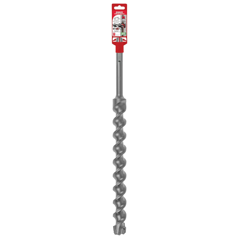 Rebar Demon Foret à percussion à pointe en carbure SDS-Max à 4 couteaux de 1 1/2 po x 16 po x 21 po pour le perçage du béton/des barres d'armature