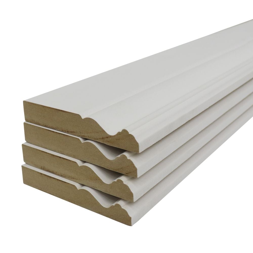 11/16-inch x 4 3/4-inch x 96-inch Primed MDF Colonial Baseboard (4-pack)