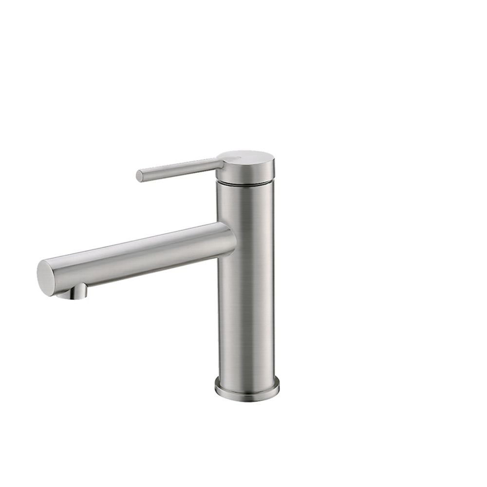 Single Handle Modern Bathroom Basin Sink Faucet, Brushed Stainless Steel Finish