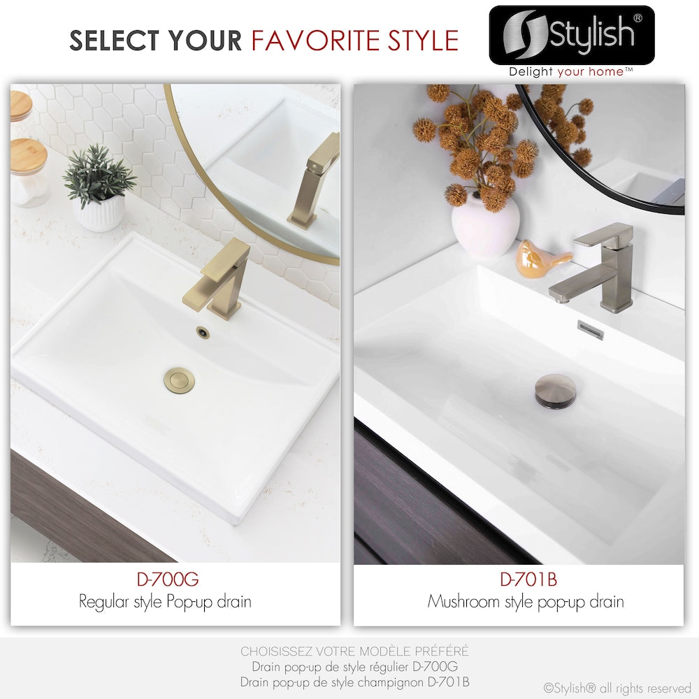 Brushed Gold Pop-Up Bathroom Sink with Overflow