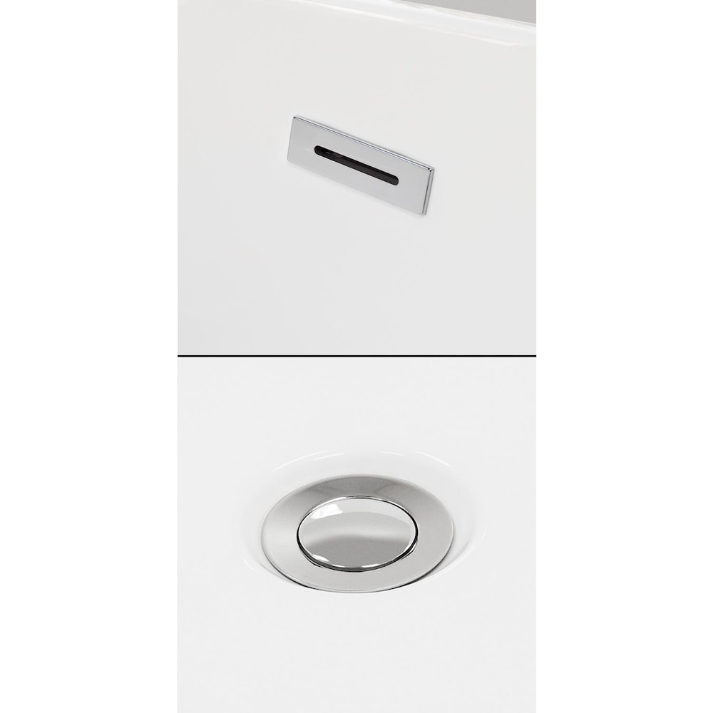 Baignoire autoportante Brooklyn de 67 pouces en blanc avec robinet au sol et garniture en chrome poli