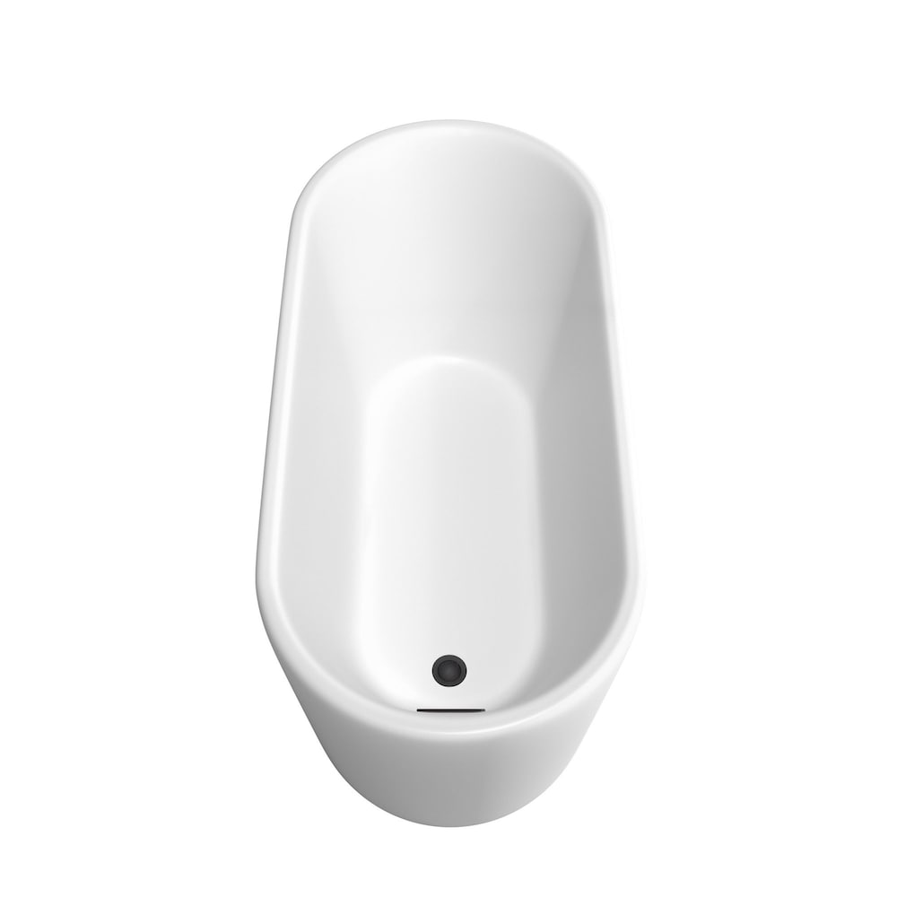 Baignoire autoportante Ursula de 59 pouces en blanc mat avec drain noir mat et garniture de trop-plein