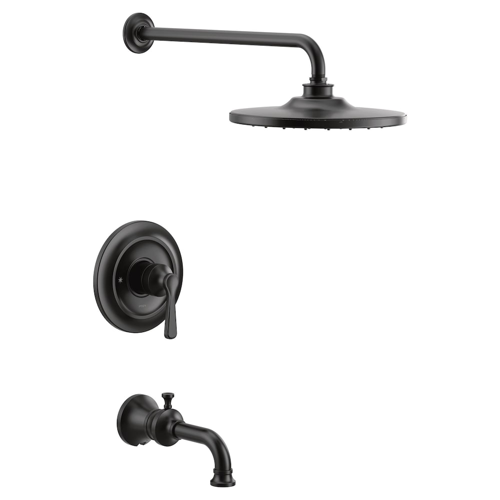 Garniture de robinet de baignoire-douche à 1 poignée Colinet M-CORE 3-Series avec pomme de douche à effet pluie en noir mat (robinet non inclus)