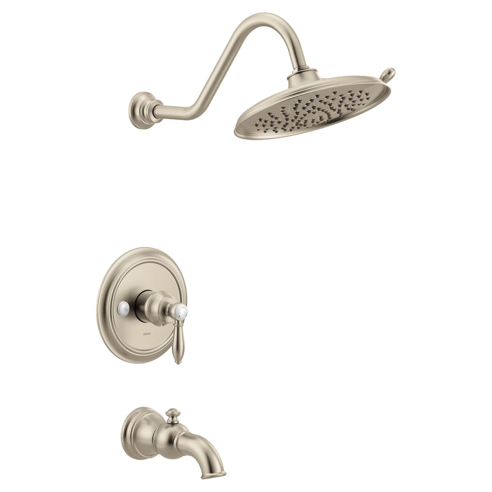 Garniture de robinet de baignoire-douche à 1 poignée Weymouth M-CORE 3-Series avec pomme de douche à effet pluie en nickel brossé (robinet non inclus)