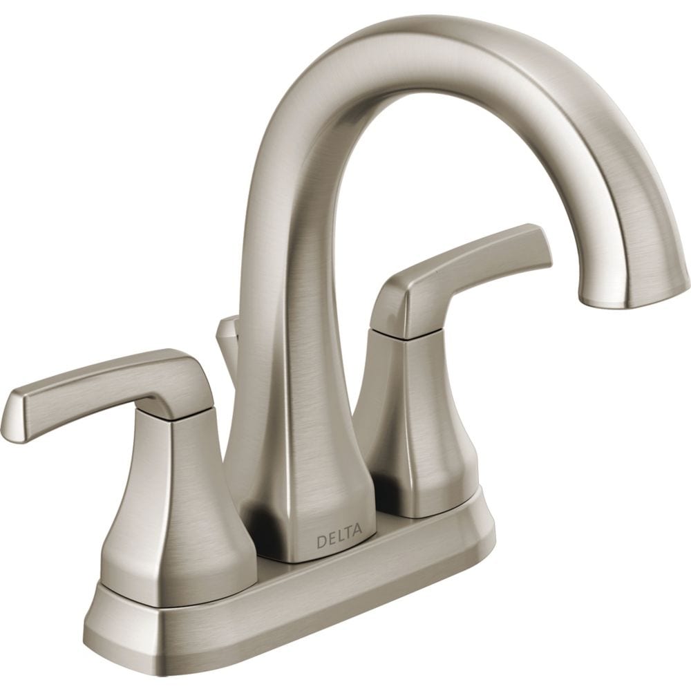 Portwood Two Handle Lever Centreset Bathroom Sink Faucet Deck Mount Standard Flow in Spotshield Brushed Nickel