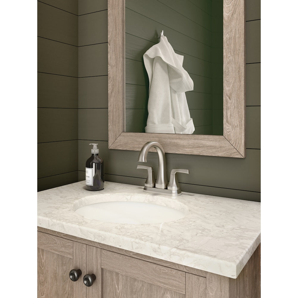 Portwood Two Handle Lever Centreset Bathroom Sink Faucet Deck Mount Standard Flow in Spotshield Brushed Nickel