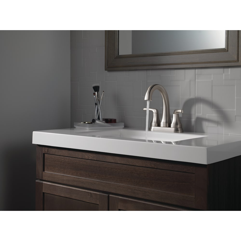 Portwood Two Handle Lever Centreset Bathroom Sink Faucet Deck Mount Standard Flow in Spotshield Brushed Nickel