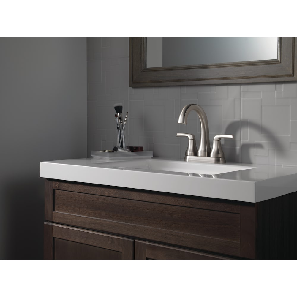 Portwood Two Handle Lever Centreset Bathroom Sink Faucet Deck Mount Standard Flow in Spotshield Brushed Nickel