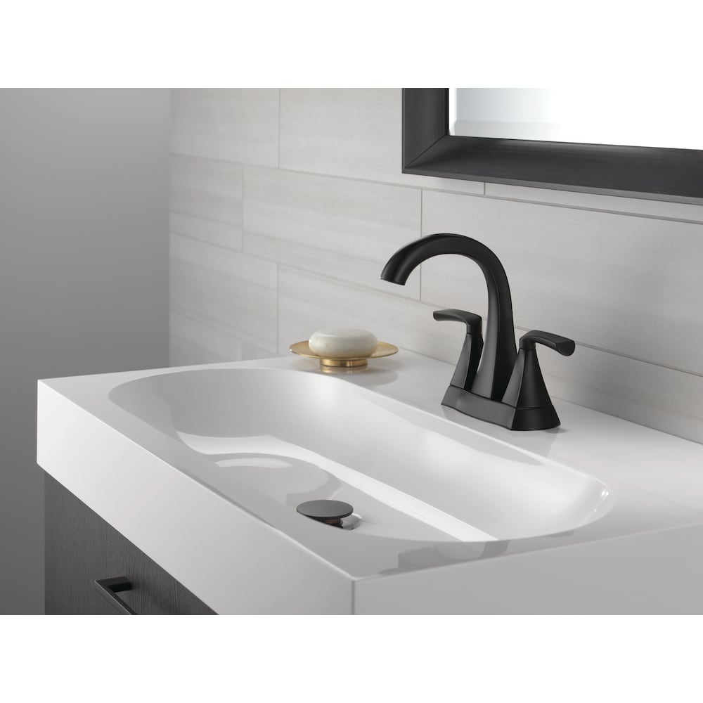 Robinet de lavabo de salle de bain à 2 poignées Pierce de 4 pouces en noir mat