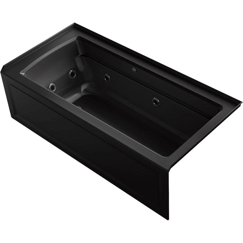 Archer 66-inch X 32-inch Integral Apron Whirlpool + Heated Bubblemassage Air Bath in Black Black