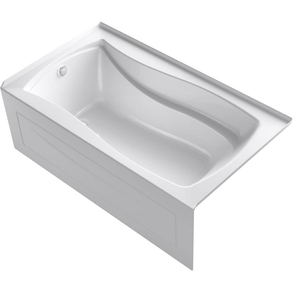 Mariposa 66-inch X 36-inch Integral Apron Heated Bubblemassage Air Bath with Left-Hand Drain in White
