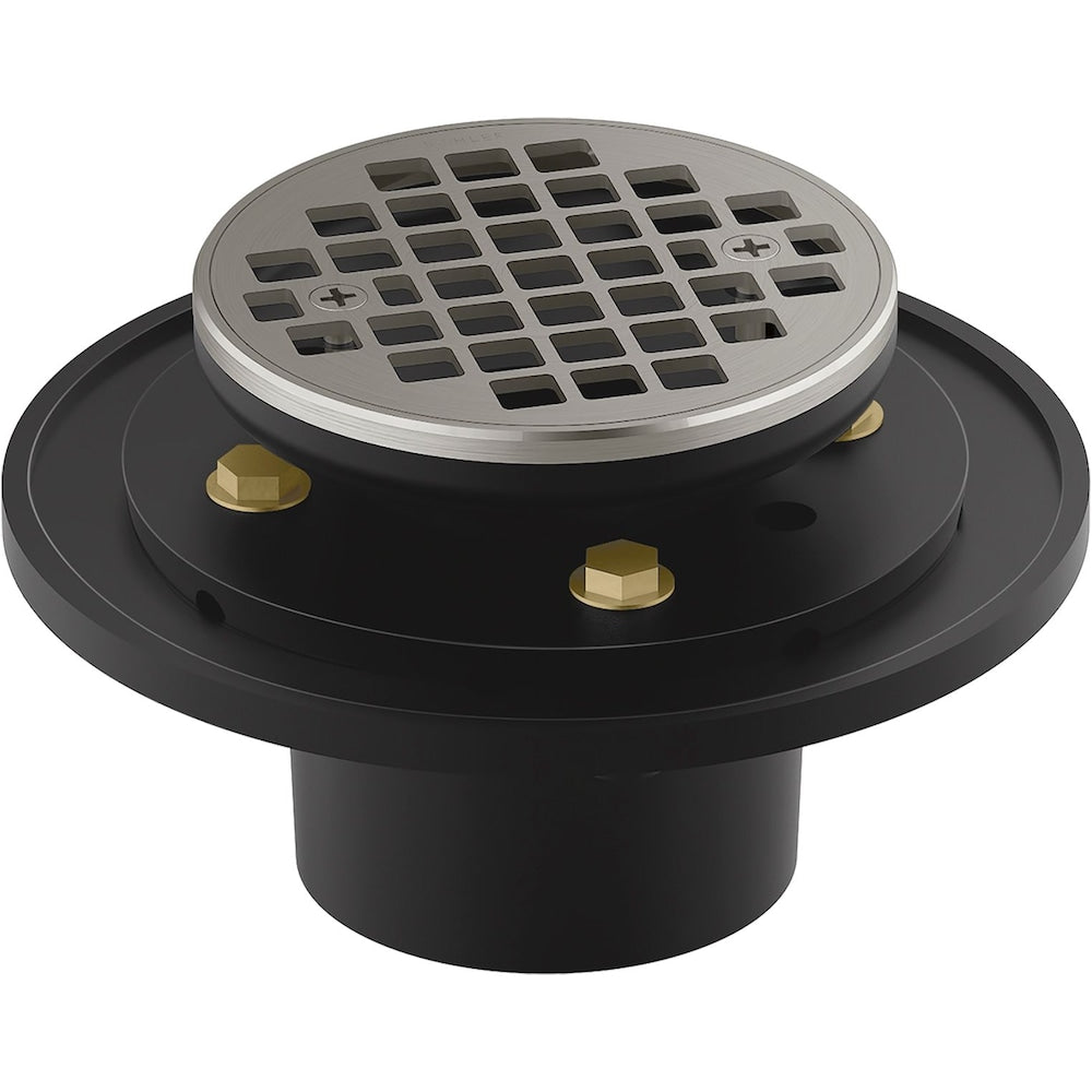 Clearflo Round Brass Tile-inch Shower Drain in Vibrant Brushed Nickel
