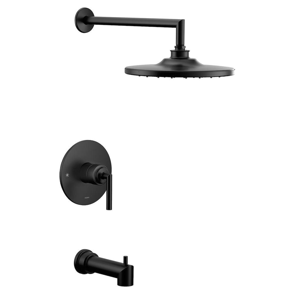 Arris M-CORE 3-Series 1-Handle Eco-Performance Bathtub Shower Faucet Trim with Rain Shower Head in Matte Black (Valve Not Included)