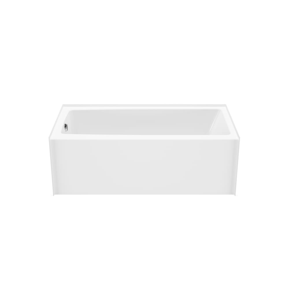 Baignoire en alcôve rectangulaire Nomad 60L x 30W x 18H AcrylX en blanc, drain à gauche, avec profondeur de trempage de 12 5/8 pouces