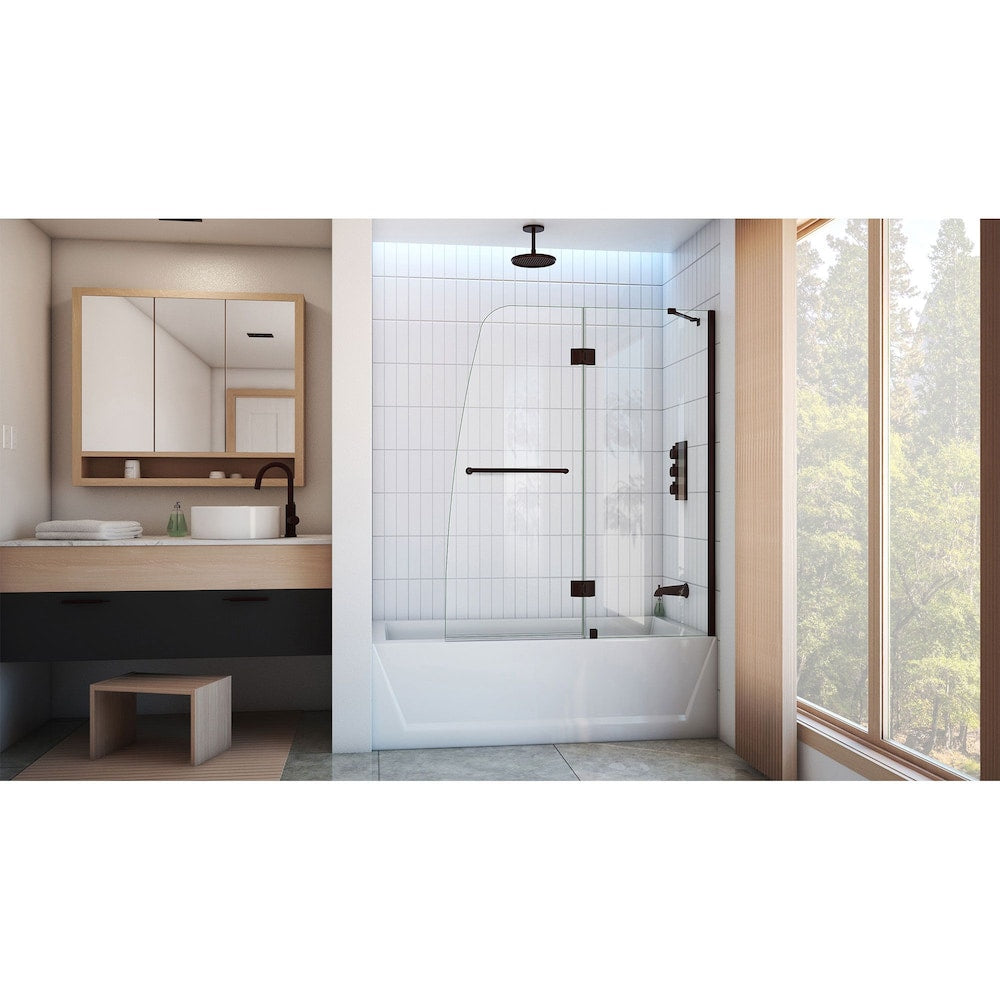 Porte de baignoire à charnière Aqua 48 po L x 58 po H en bronze huilé