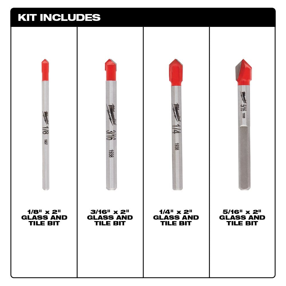 Carbide Glass and Tile Bit Set (4-Pack)