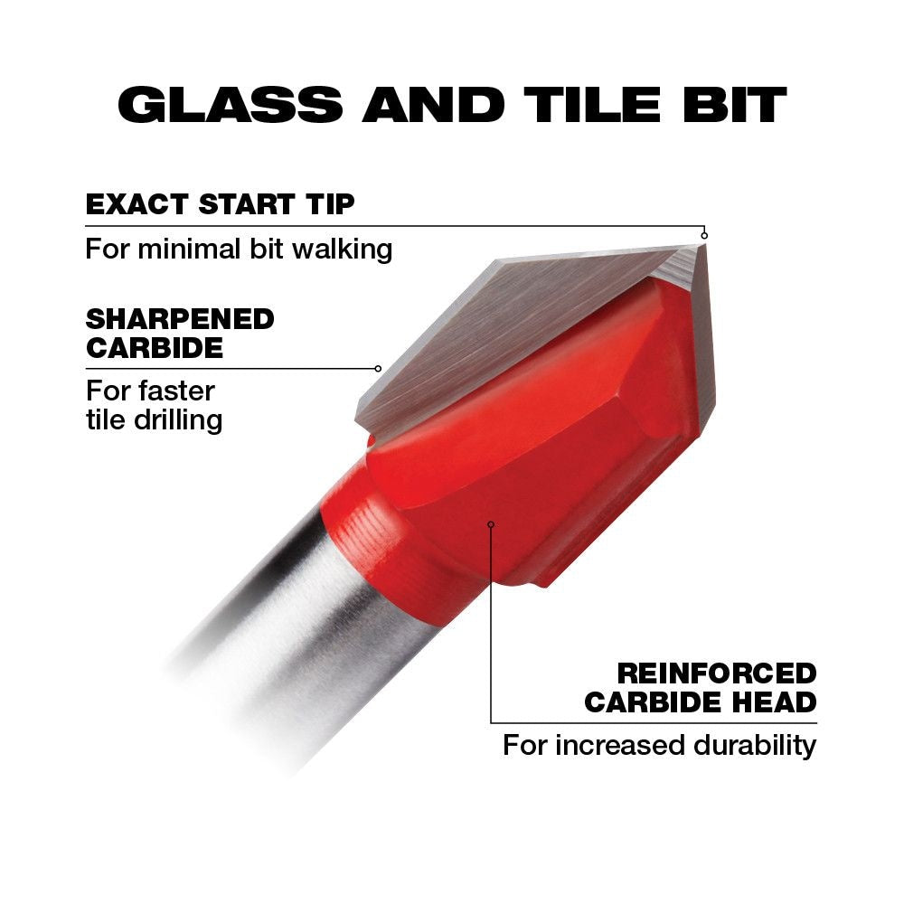 Carbide Glass and Tile Bit Set (4-Pack)