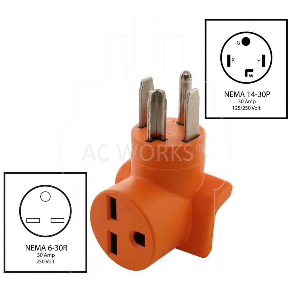 Adaptateur de prise 14-30P à 4 broches pour sèche-linge vers prise femelle 6-30R 30 A 250 V CVC