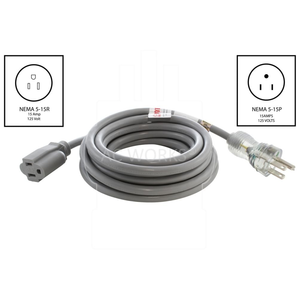 15ft 13A 16/3 NEMA 5-15 Medical Grade Extension Cord