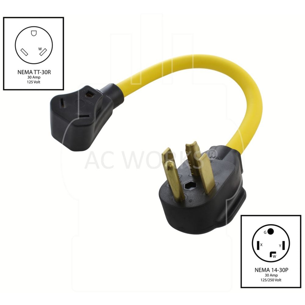 1.5FT 14-30P 30A 4-Prong Dryer Plug to 30A RV Adapter
