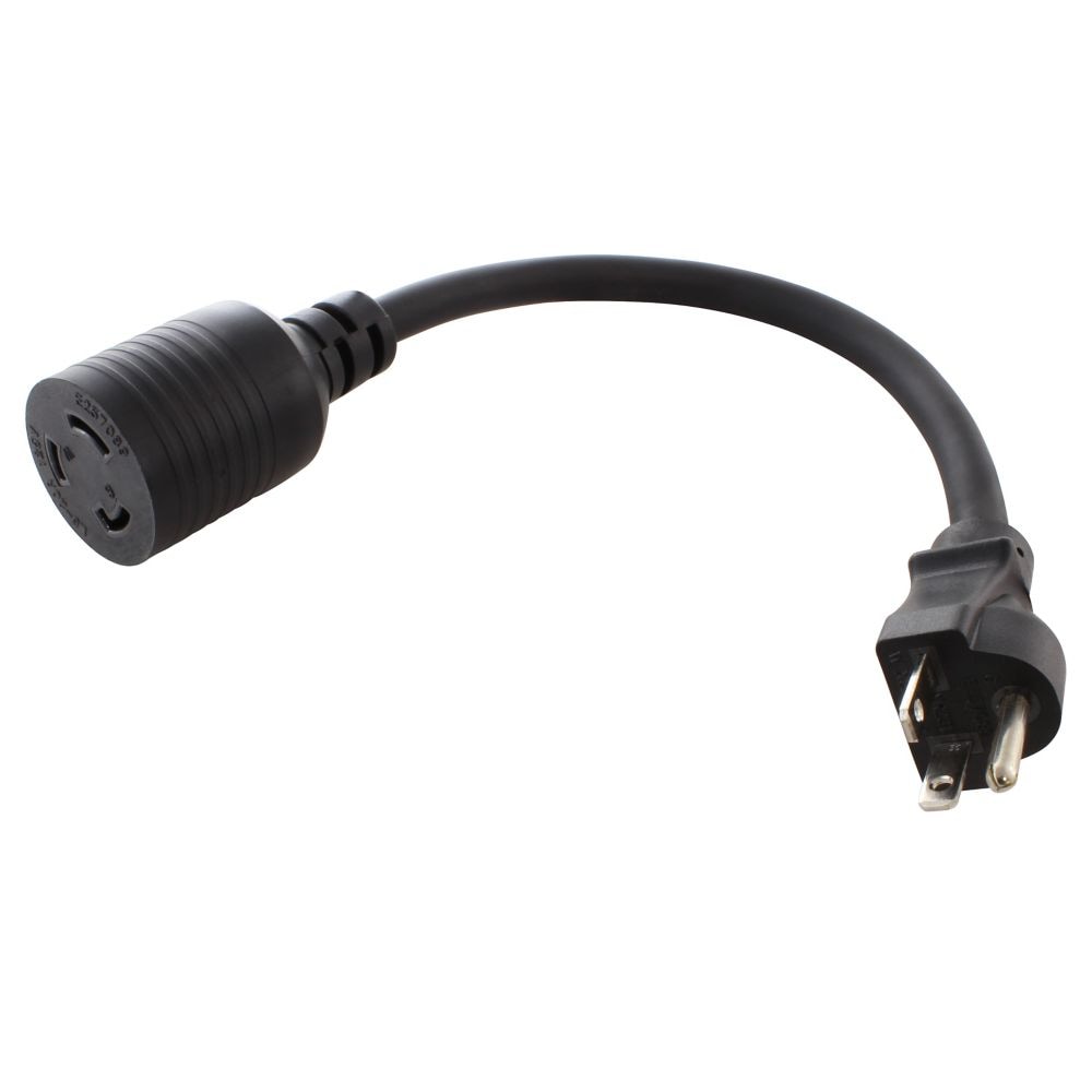 1 ft. 12/3 SJTW 20 Amp NEMA 5-20P Plug to 20 Amp L5-20R Locking Adapter Cord