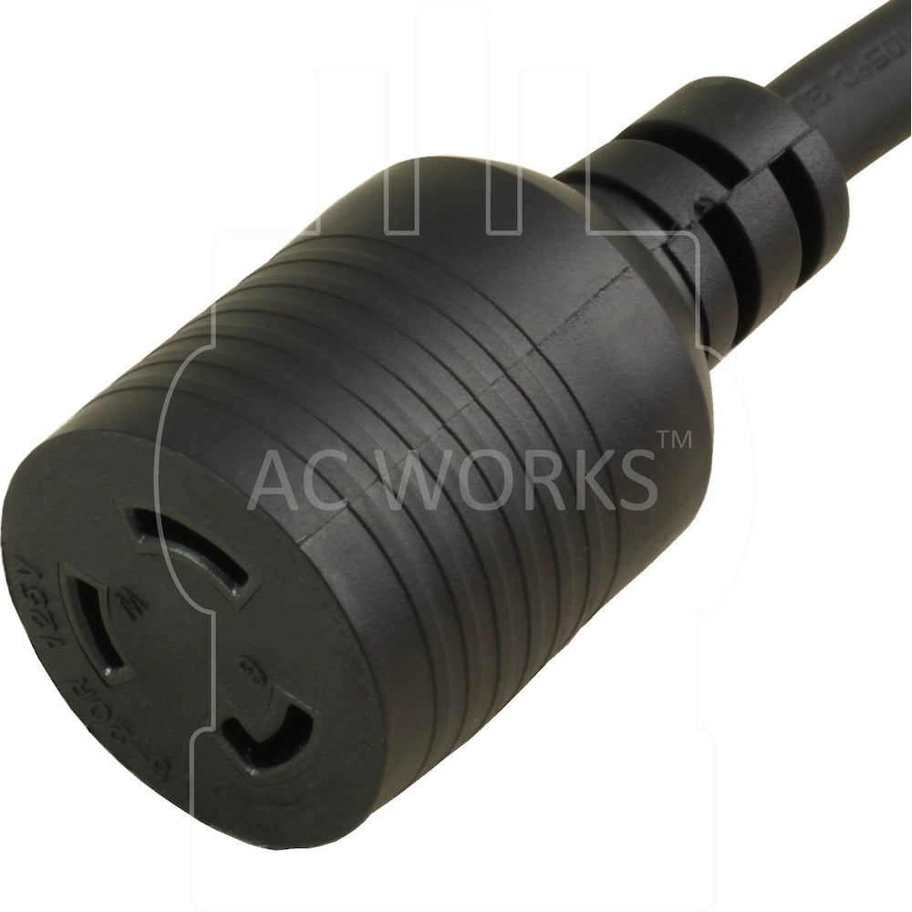 1 ft. 12/3 SJTW 20 Amp NEMA 5-20P Plug to 20 Amp L5-20R Locking Adapter Cord