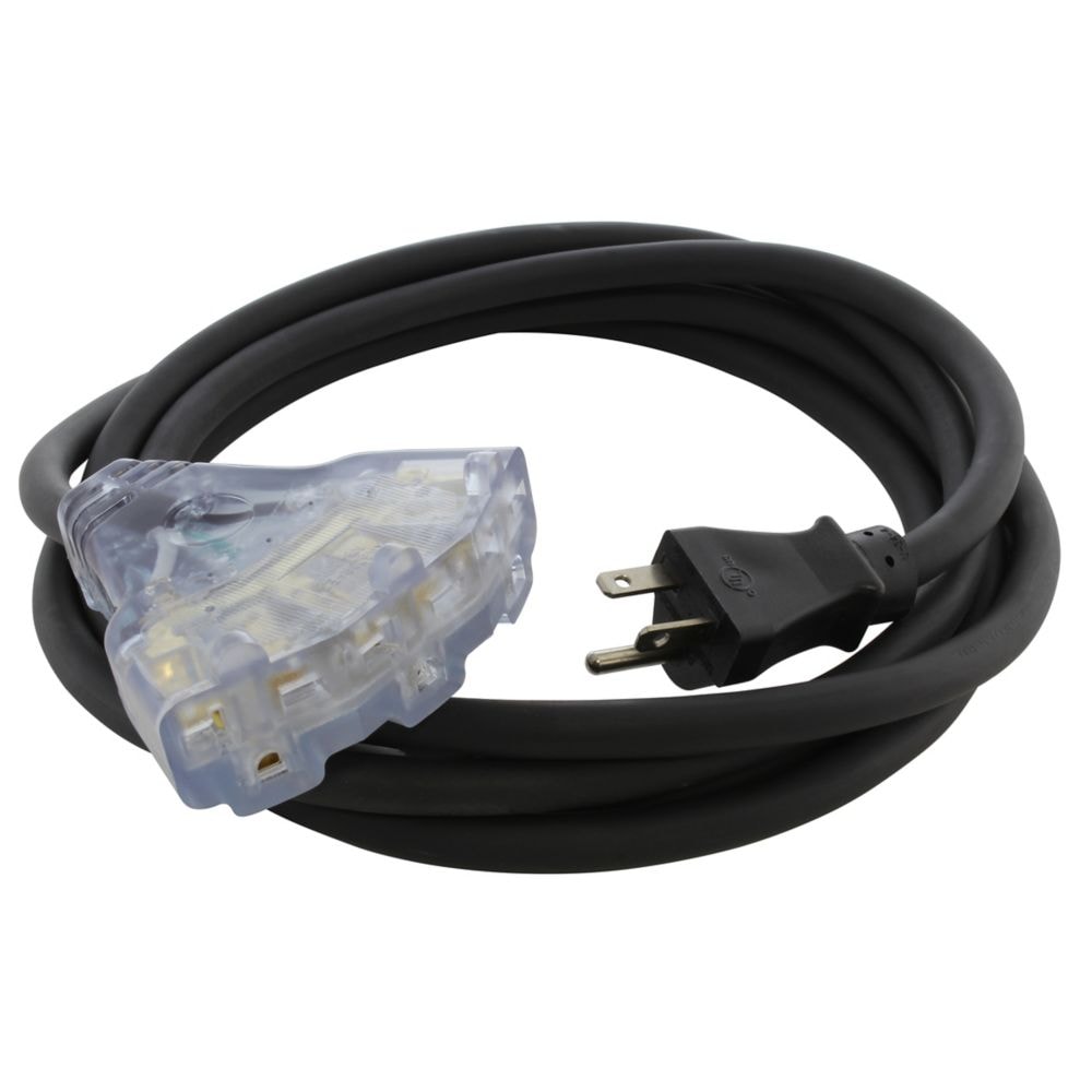 10FT SJTW 12/3 NEMA 6-20 20A 250V Plug to Lighted 15/20A 250V Multi-Outlets