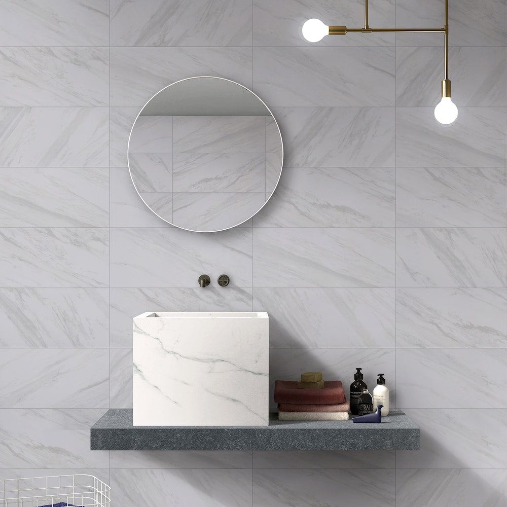Samar Polished White 12-inch x 24-inch Porcelain Floor and Wall Tile