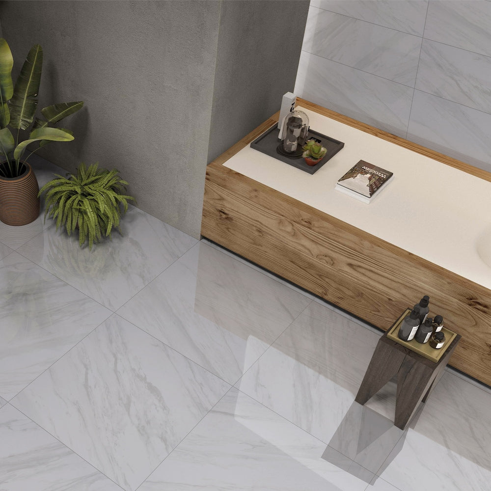 Samar Polished White 12-inch x 24-inch Porcelain Floor and Wall Tile