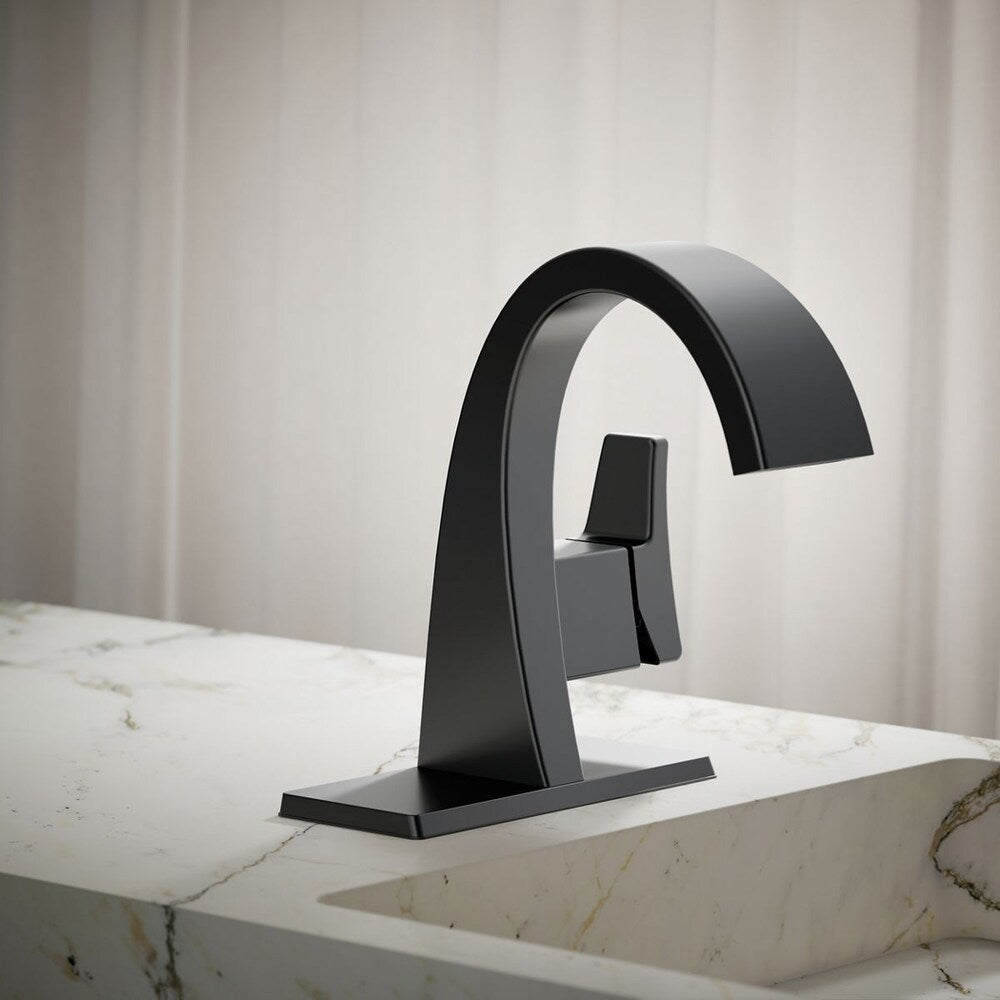 Robinet de salle de bain à poignée unique Katun à trou unique ou à poignée centrale de 4 pouces en noir mat