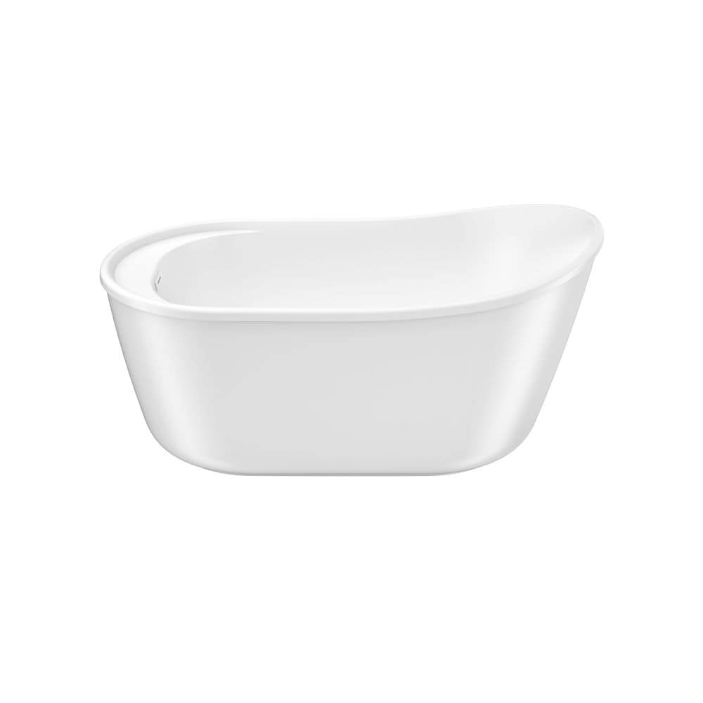Davis 58 in. L x 32 in. W x 28 in. H 2-Piece Oval AcrylX Applied Acrylic Freestanding Bathtub, End Drain, in White with 14-in Soaking Depth