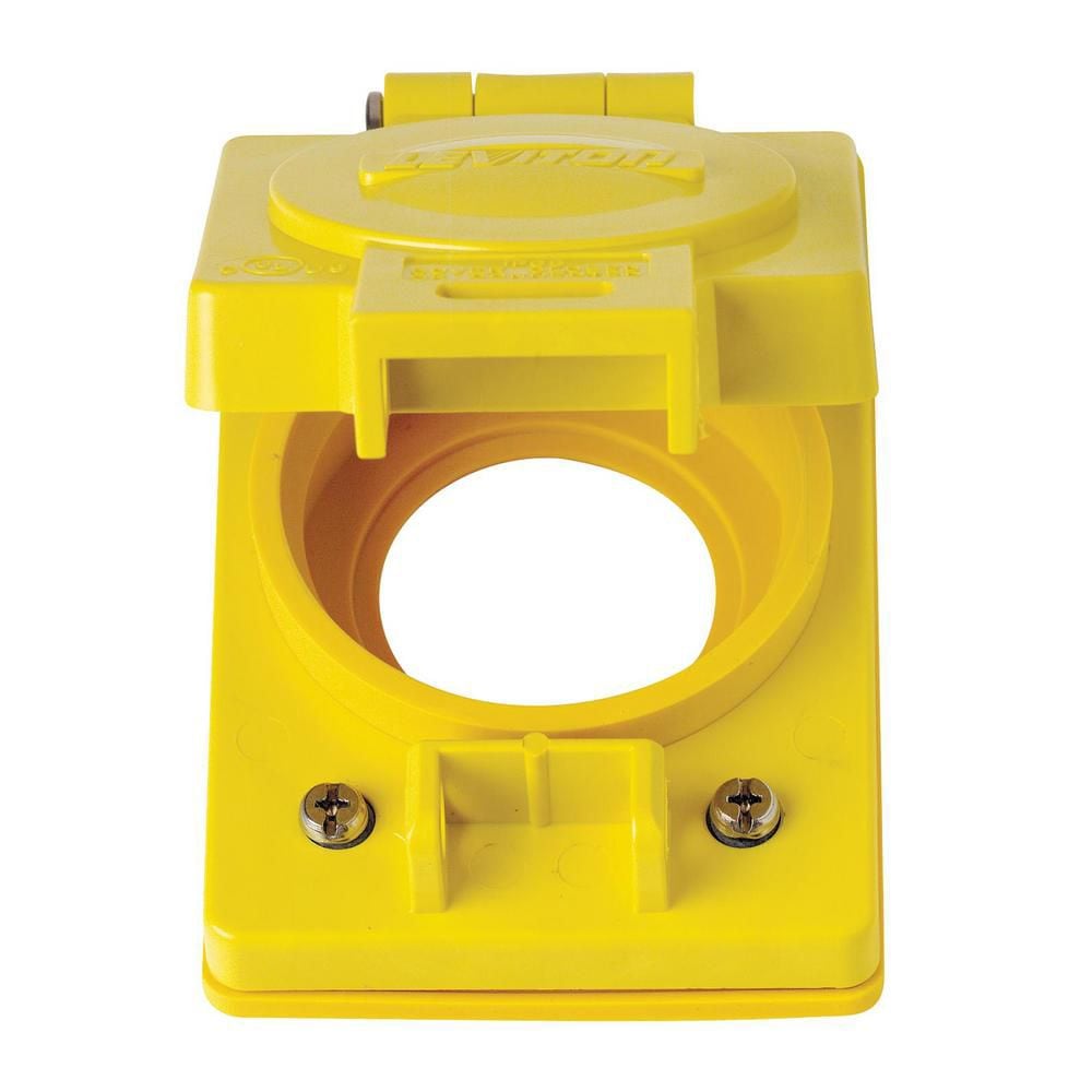 1-Gang Receptacle Flip Lid 30A Locking Wetguard Corrosion Resistant Thermoplastic in Yellow
