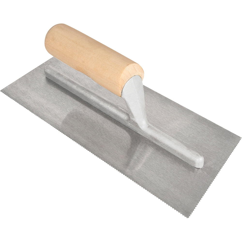 Truelle à manche en bois avec encoche en U de 1/16 po x 1/32 po x 1/32 po