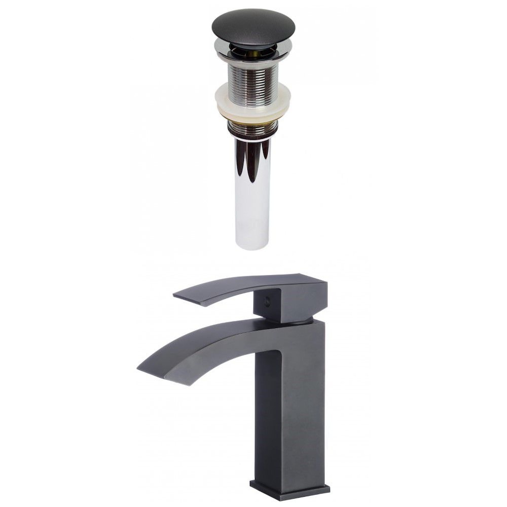 1 Hole CUPC Approved Lead Free Brass Faucet Set In Black Color - Drain Incl. AI-29504