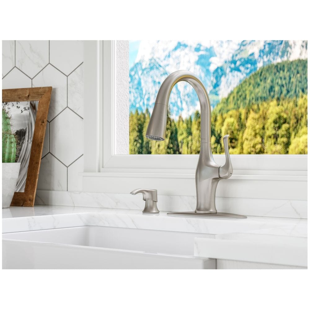 Wray 1-Handle Stainless Steel Pull Out/Pull Down Kitchen Faucet/Kitchen Sink Faucet/Tap with Soap Dispenser