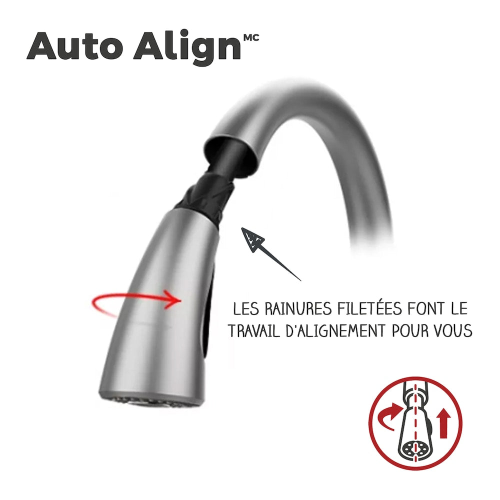 Robinet de cuisine à tirette/à bec rétractable en chrome poli Seahaven à 1 poignée/robinet d'évier de cuisine/robinet avec distributeur de savon